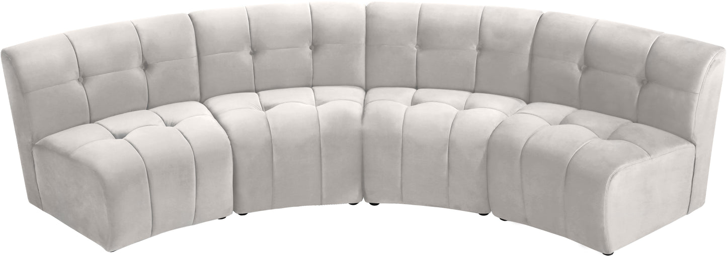 yara cream velvet 4pc. modular sectional pc