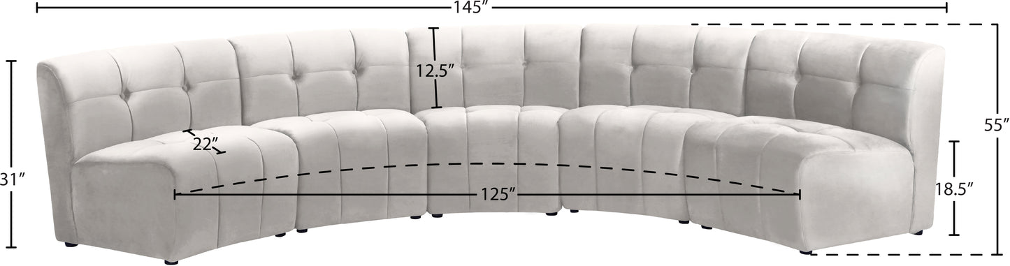 yara cream velvet 5pc. modular sectional pc