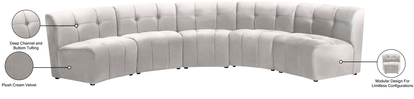 yara cream velvet 5pc. modular sectional pc