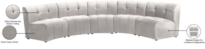 Yara Cream Velvet 5pc. Modular Sectional PC