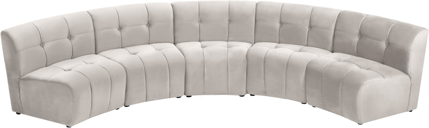 yara cream velvet 5pc. modular sectional pc