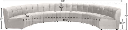 Yara Cream Velvet 7pc. Modular Sectional PC