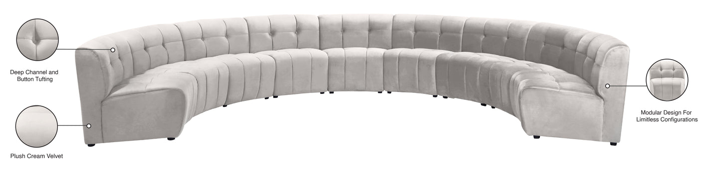 yara cream velvet 9pc. modular sectional pc