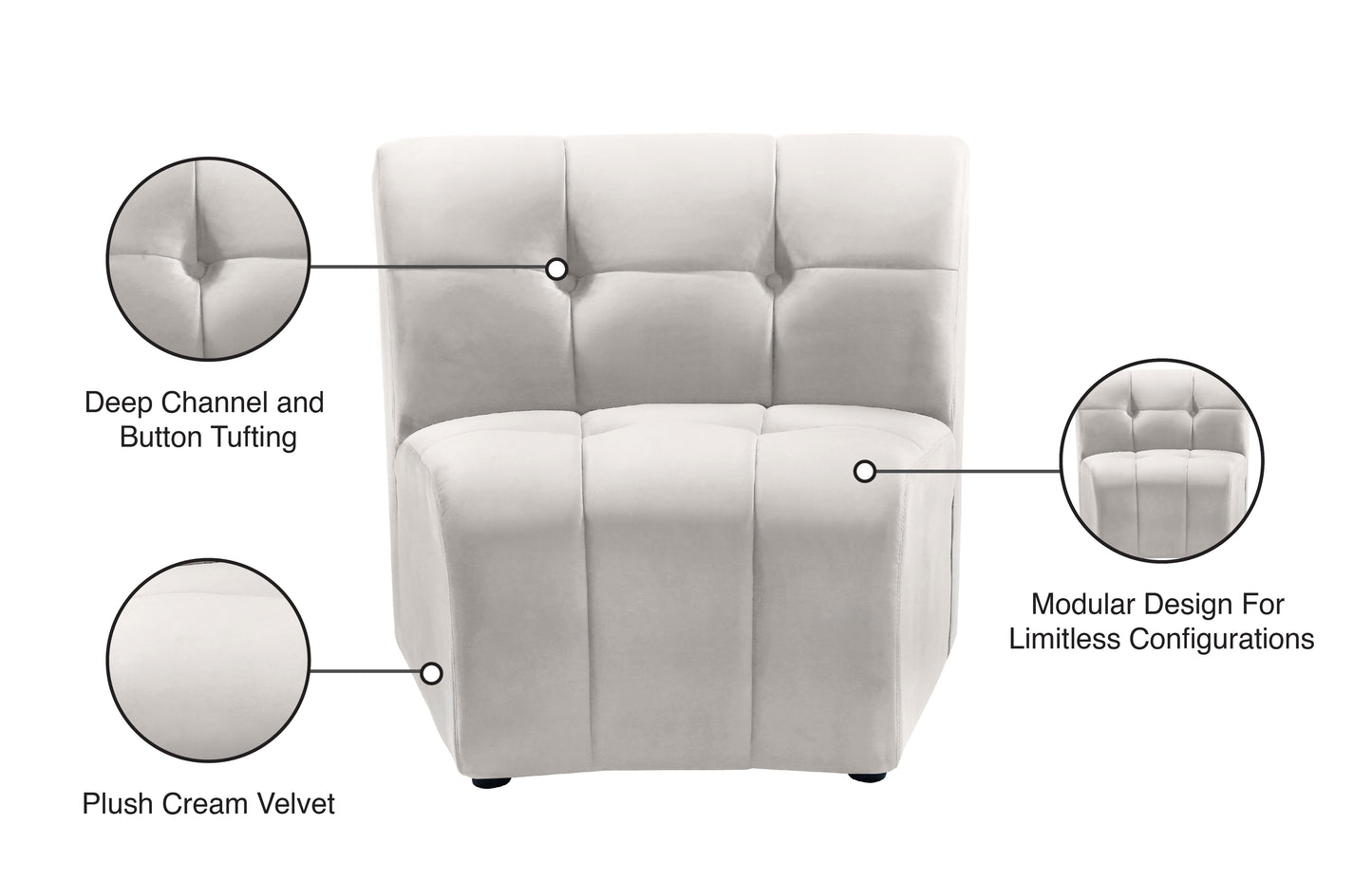 yara cream velvet modular chair c