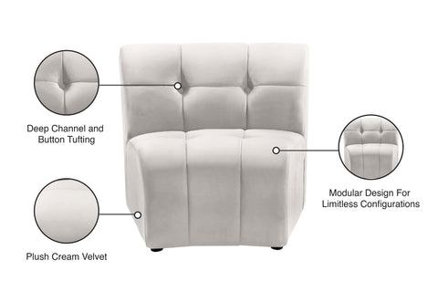 Yara Cream Velvet Modular Chair C