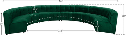 Yara Green Velvet 10pc. Modular Sectional PC