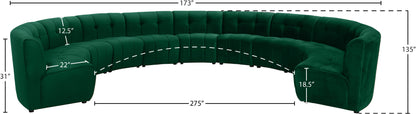 Yara Green Velvet 11pc. Modular Sectional PC