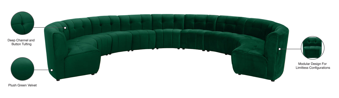 yara green velvet 11pc. modular sectional pc