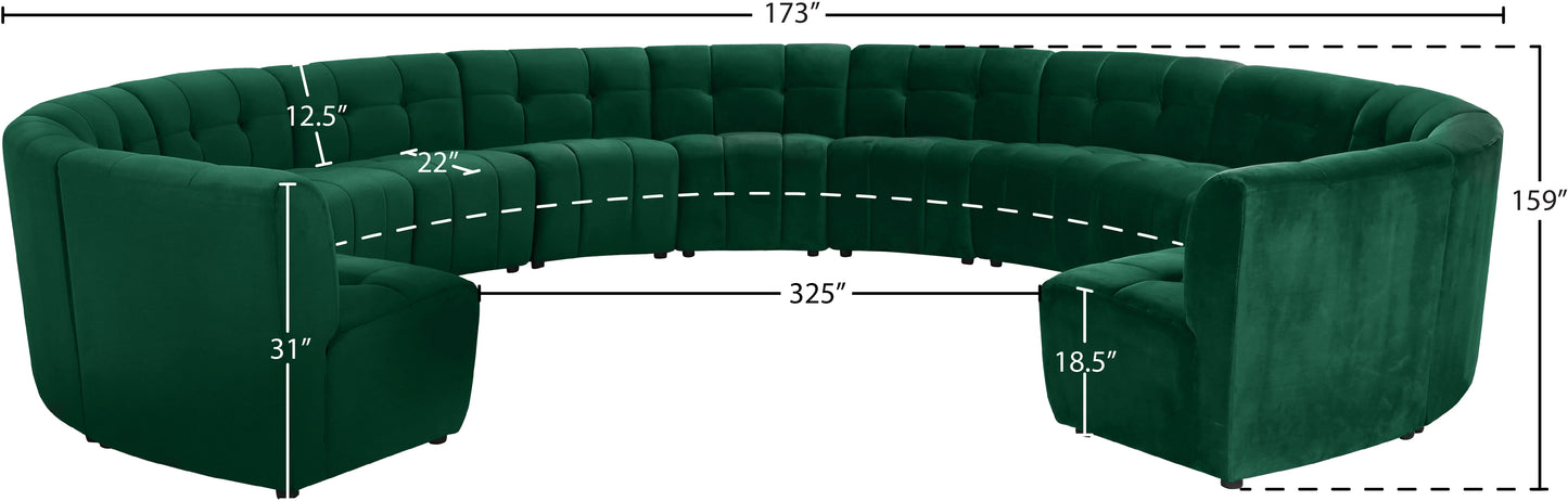 yara green velvet 13pc. modular sectional pc