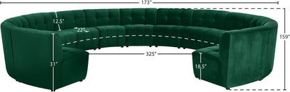 Yara Green Velvet 13pc. Modular Sectional PC