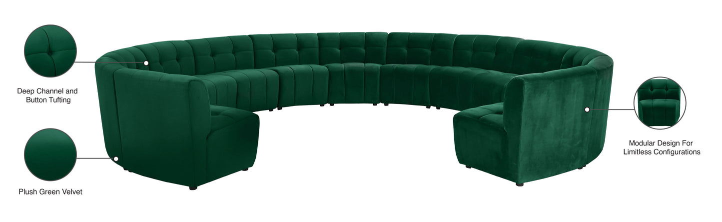 yara green velvet 13pc. modular sectional pc