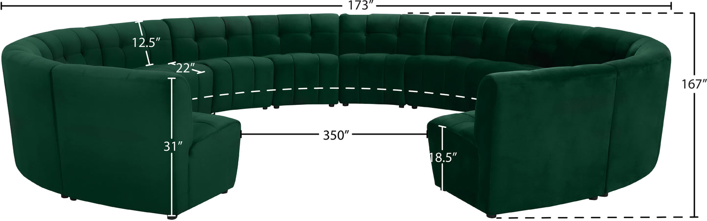 yara green velvet 14pc. modular sectional pc