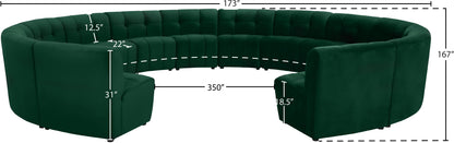 Yara Green Velvet 14pc. Modular Sectional PC