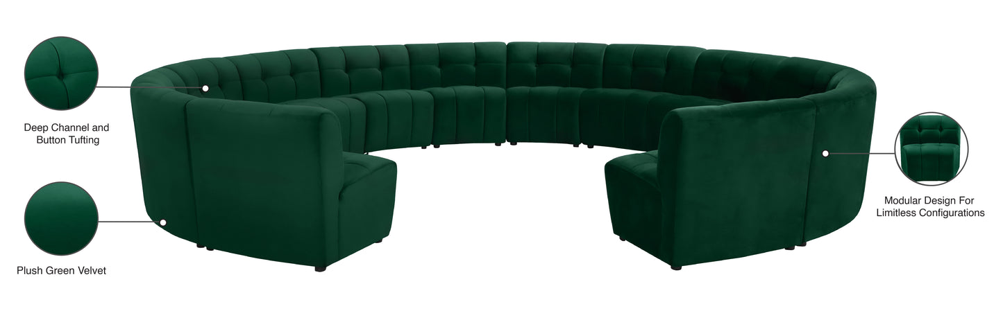 yara green velvet 14pc. modular sectional pc