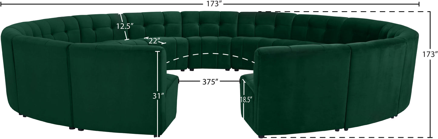 yara green velvet 15pc. modular sectional pc