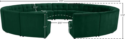 Yara Green Velvet 15pc. Modular Sectional PC