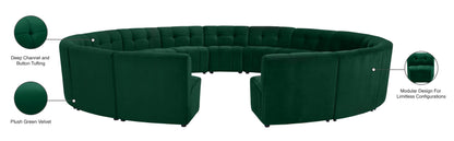 Yara Green Velvet 15pc. Modular Sectional PC