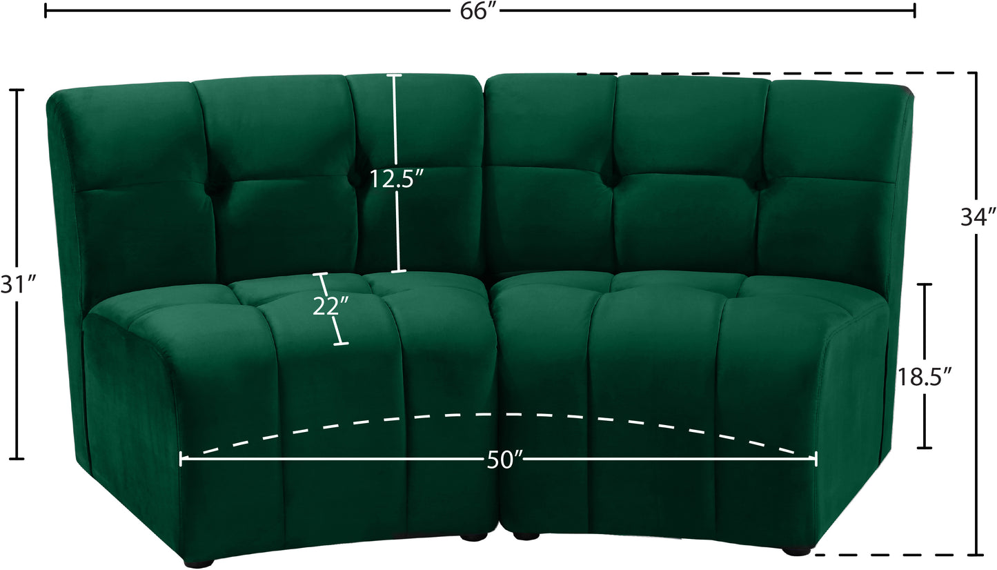 yara green velvet 2pc. modular sectional pc