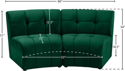 Yara Green Velvet 2pc. Modular Sectional PC