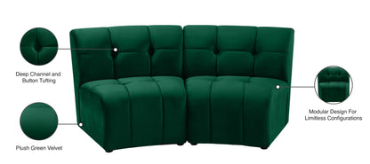 Yara Green Velvet 2pc. Modular Sectional PC