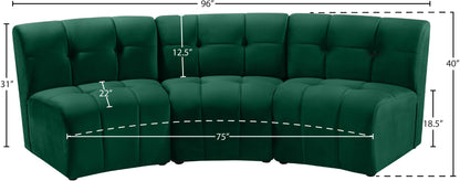 Yara Green Velvet 3pc. Modular Sectional PC