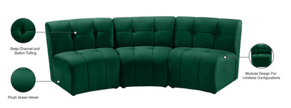 Yara Green Velvet 3pc. Modular Sectional PC