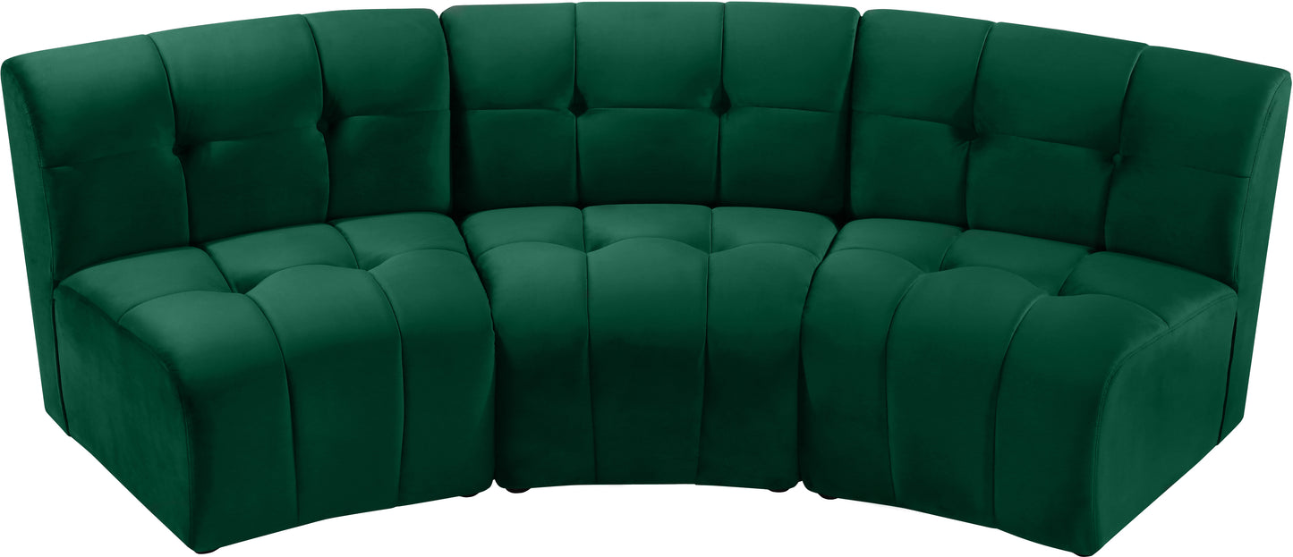 yara green velvet 3pc. modular sectional pc