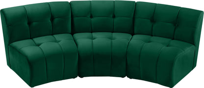 Yara Green Velvet 3pc. Modular Sectional PC