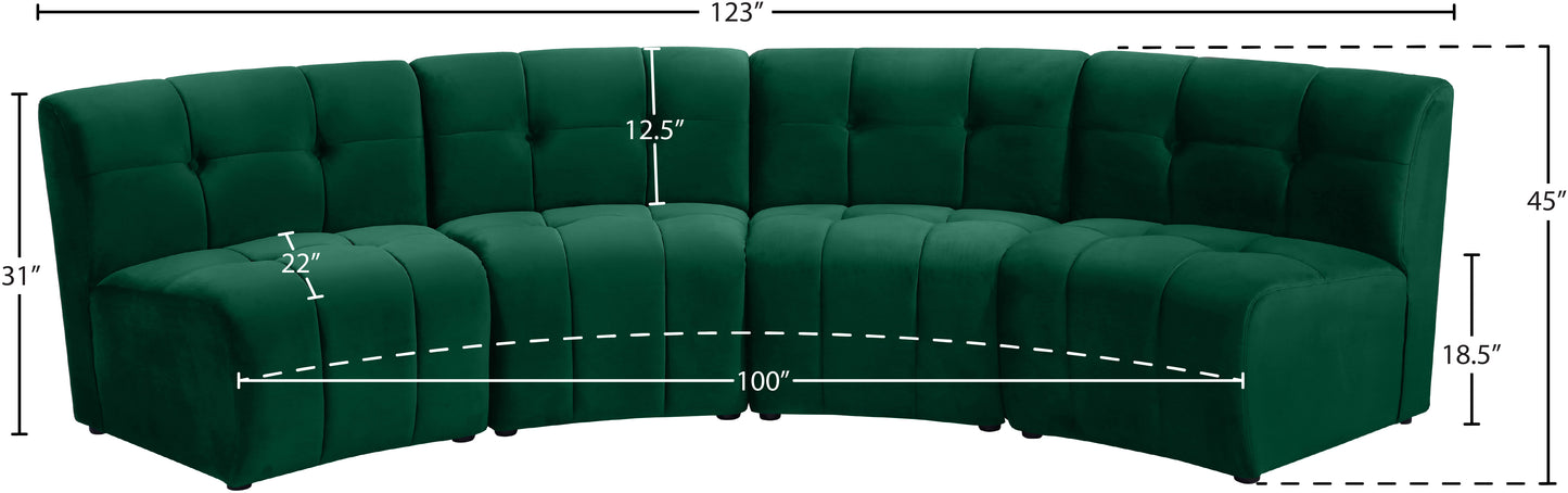 yara green velvet 4pc. modular sectional pc