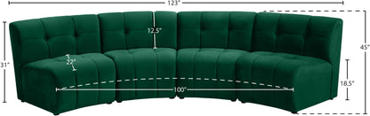 Yara Green Velvet 4pc. Modular Sectional PC