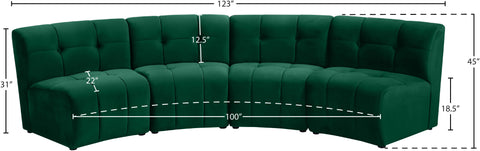 Yara Green Velvet 4pc. Modular Sectional PC