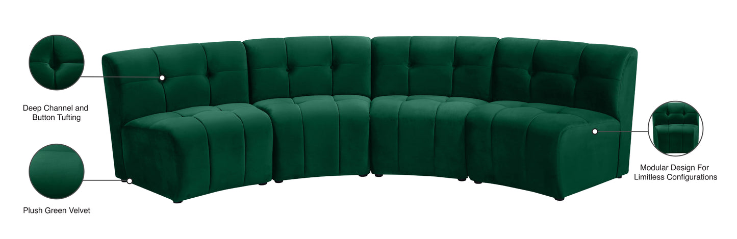 yara green velvet 4pc. modular sectional pc