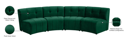 Yara Green Velvet 4pc. Modular Sectional PC