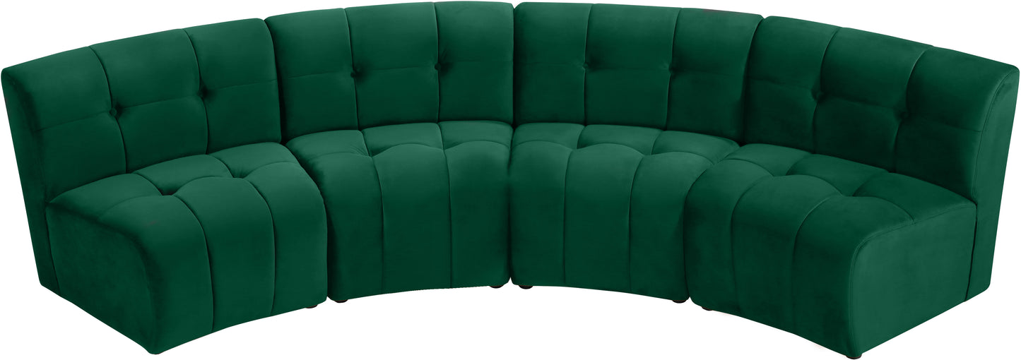 yara green velvet 4pc. modular sectional pc