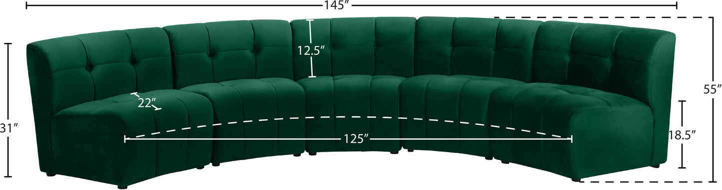 yara green velvet 5pc. modular sectional pc