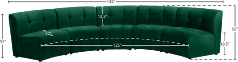 Yara Green Velvet 5pc. Modular Sectional PC