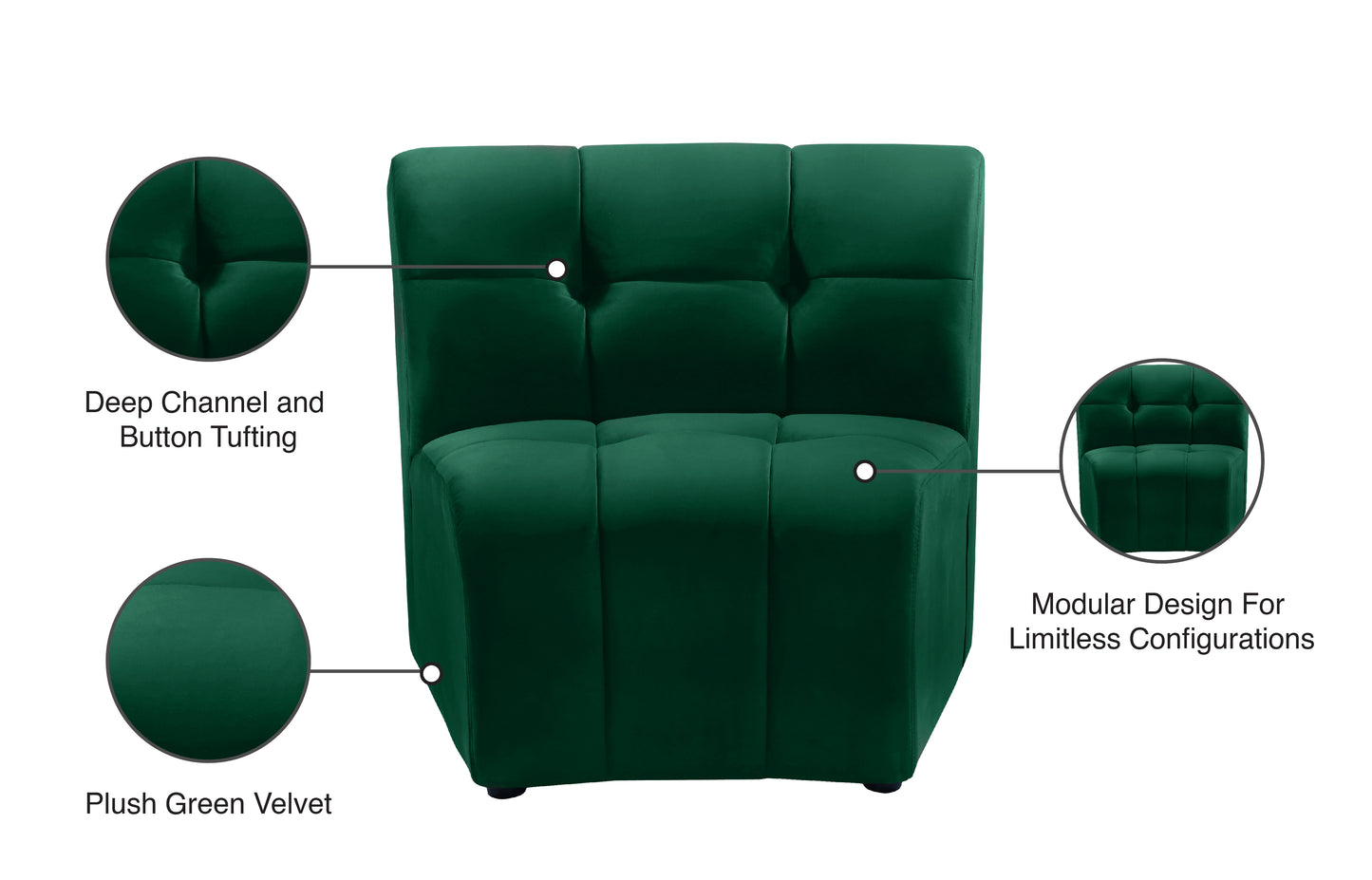 yara green velvet modular chair c