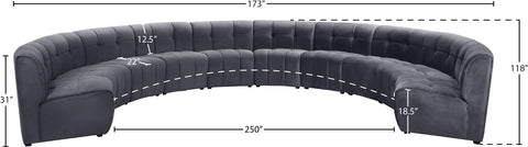 Yara Grey Velvet 10pc. Modular Sectional PC