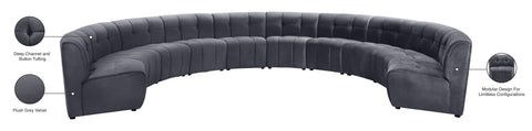 Yara Grey Velvet 10pc. Modular Sectional PC