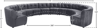 Yara Grey Velvet 12pc. Modular Sectional PC