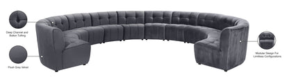 Yara Grey Velvet 12pc. Modular Sectional PC