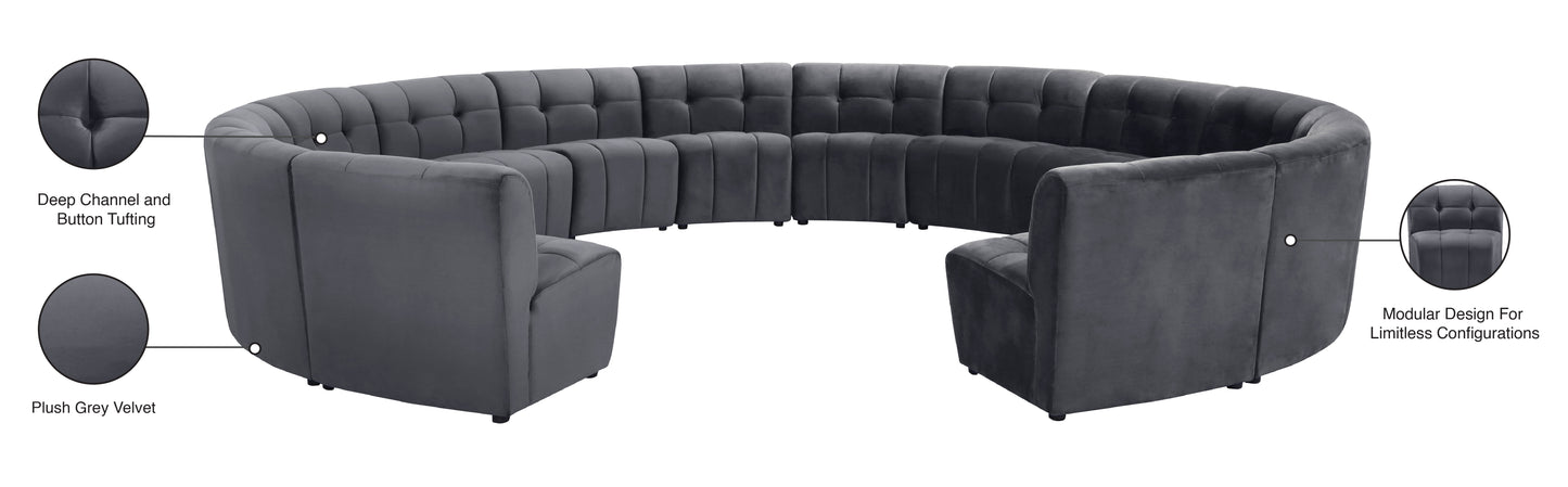 yara grey velvet 14pc. modular sectional pc