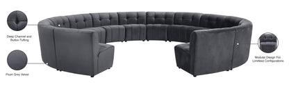 Yara Grey Velvet 14pc. Modular Sectional PC