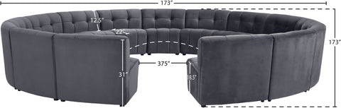 Yara Grey Velvet 15pc. Modular Sectional PC