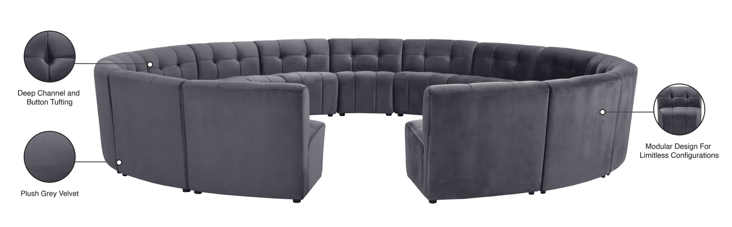 yara grey velvet 15pc. modular sectional pc