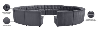 Yara Grey Velvet 15pc. Modular Sectional PC