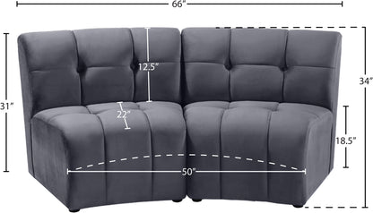 Yara Grey Velvet 2pc. Modular Sectional PC