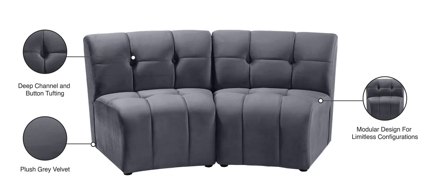 yara grey velvet 2pc. modular sectional pc