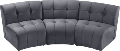 Yara Grey Velvet 3pc. Modular Sectional PC