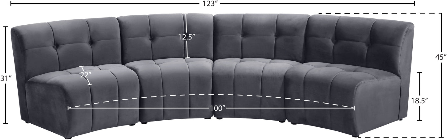 yara grey velvet 4pc. modular sectional pc